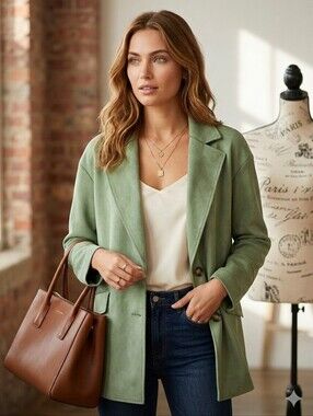 Zara Green Oversized Blazer Jacket